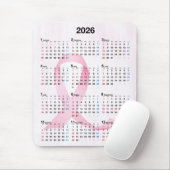 Tapis De Souris Calendrier 2025 Année Ruban rose (Avec souris)