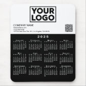 Tapis De Souris Calendrier 2025 Business Logo QR Code noir blanc (Devant)