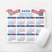 Tapis De Souris Calendrier 2025 Business Logo US Patriotic Blue Re (Avec souris)