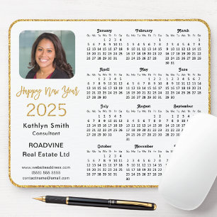Tapis De Souris Calendrier 2025 Business Photo Elegant Gold Partie