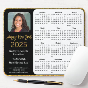 Tapis De Souris Calendrier 2025 Business Photo Elegant Gold Partie