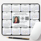 Tapis De Souris Calendrier 2025 Business Photo Logo QR Modern Blac