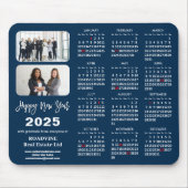 Tapis De Souris Calendrier 2025 Entreprise 2 Photo Moderne Bleu Si (Devant)