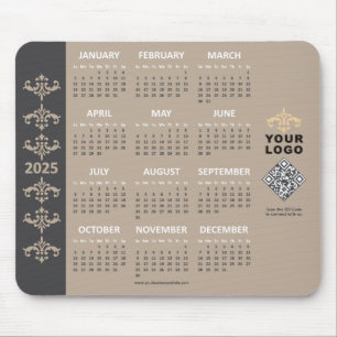 Tapis De Souris Calendrier 2025 Entreprise Logo Code QR Latte Baro