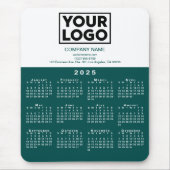 Tapis De Souris Calendrier 2025 Entreprise Logo et texte Turquoise (Devant)