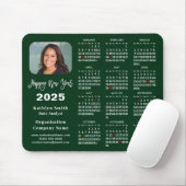 Tapis De Souris Calendrier 2025 Entreprise Photo Moderne Vert Simp (Avec souris)