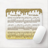 Tapis De Souris Calendrier 2025 Faux Gold Parties scintillant Drip (Avec souris)