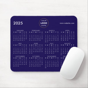Tapis De Souris Calendrier 2025 Logo Entreprise Bleu