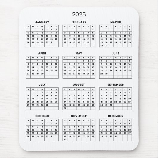 Tapis De Souris Calendrier 2025 simple mais élégant | Tapis de sou (Devant)