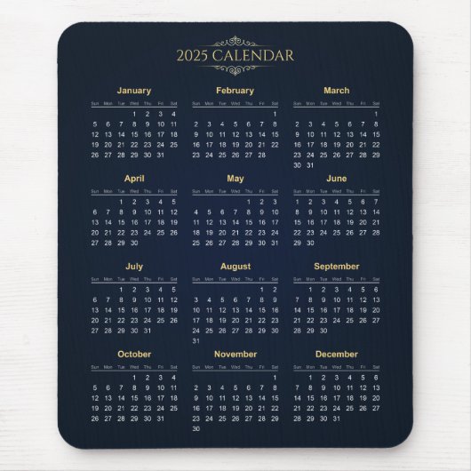 Tapis De Souris Calendrier 2025 simple mais élégant | Tapis de sou (Devant)
