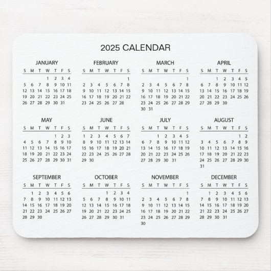 Tapis De Souris Calendrier 2025 simple mais élégant | Tapis de sou (Devant)