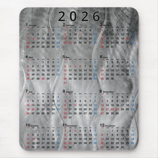 Tapis De Souris Calendrier 2025 Wavy Brushed Steel Abstrait (Devant)