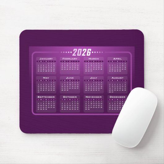 Tapis De Souris Calendrier 2026 (Avec souris)