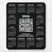 Tapis De Souris Calendrier 2026 avec code QR d'informations de con (Devant)