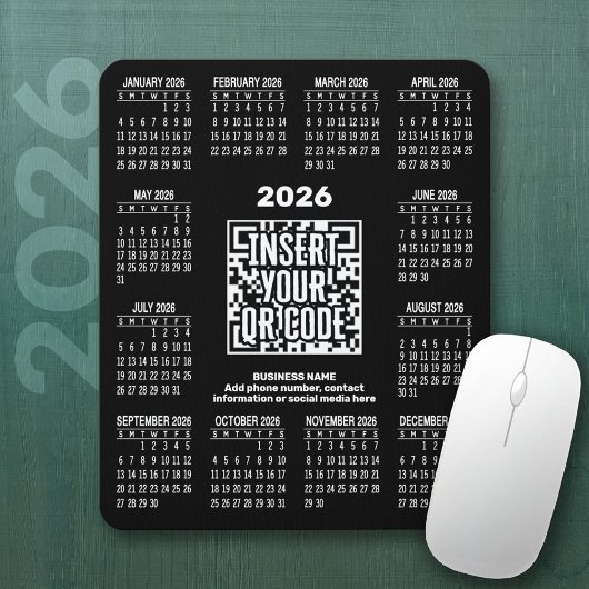 Tapis De Souris Calendrier 2026 avec code QR d'informations de con