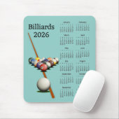 Tapis de souris calendrier 2026 Billard Pool (Avec souris)