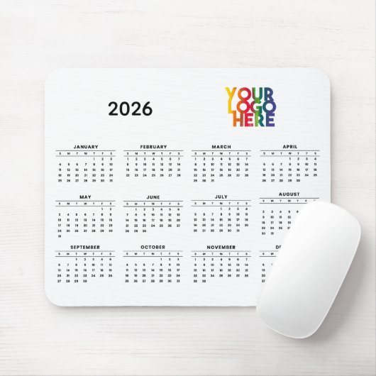 Tapis De Souris Calendrier 2026 Business Logo Entreprise Bureau Bl (Avec souris)
