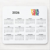 Tapis De Souris Calendrier 2026 Business Logo Entreprise Bureau Bl (Devant)