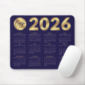 Tapis De Souris Calendrier 2026 Business Logo Marine & Gold Corpor (Avec souris)