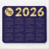 Tapis De Souris Calendrier 2026 Business Logo Marine & Gold Corpor (Devant)