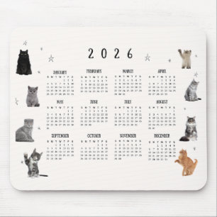 Tapis De Souris Calendrier 2026 Chat Mignon Drôle