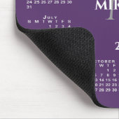 Tapis De Souris Calendrier 2026 Chic Monogramme Nom sur Violet (Coin)