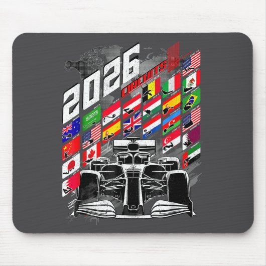 Tapis De Souris Calendrier 2026 Circuit de course Programme Lieux (Devant)