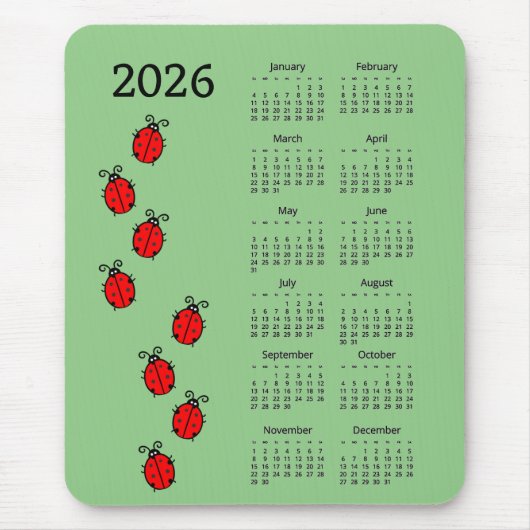 Tapis de souris Calendrier 2026 Coccinelles (Devant)