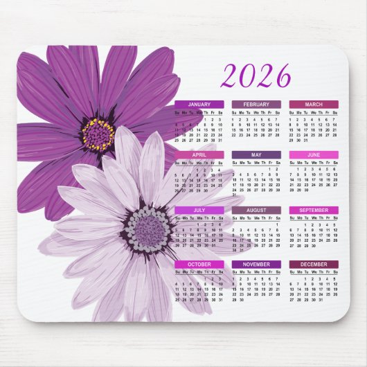 Tapis De Souris Calendrier 2026 Des Maisies Plutôt Violettes (Devant)