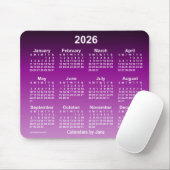 Tapis De Souris Calendrier 2026 du néon pourpre défraîchi par Janz (Avec souris)