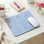 Tapis De Souris Calendrier 2026 Elégant bureau bleu français Eucal