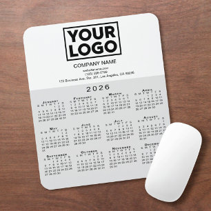 Tapis De Souris Calendrier 2026 Entreprise Logo et texte gris blan