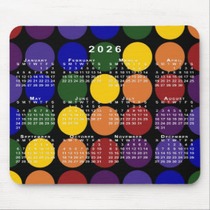 Tapis De Souris Calendrier 2026 Fierté Arc-en-ciel Points sur Fond