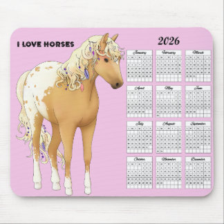 Tapis De Souris Calendrier 2026 I Love Horses
