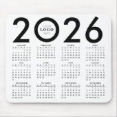 Tapis De Souris Calendrier 2026 Minimaliste Logo d'entreprise Noir (Devant)