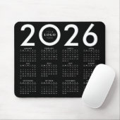 Tapis De Souris Calendrier 2026 Minimaliste Logo d'entreprise Noir (Avec souris)