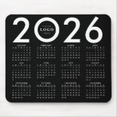 Tapis De Souris Calendrier 2026 Minimaliste Logo d'entreprise Noir (Devant)