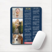 Tapis De Souris Calendrier 2026 Navy Coral Or Collage de photos de (Avec souris)