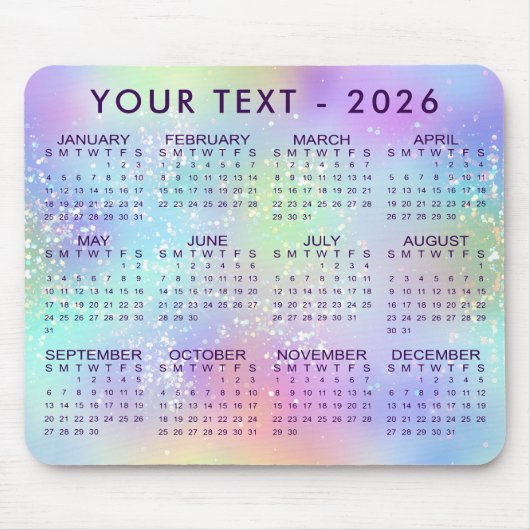 Tapis De Souris Calendrier 2026 Parties scintillant arc-en-ciel vi (Devant)