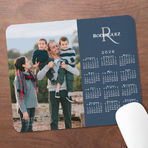 Tapis De Souris Calendrier 2026 Photo personnalisée Monogramme Nom