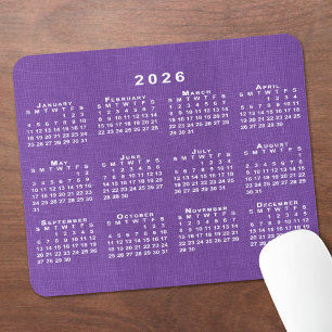 Tapis De Souris Calendrier 2026 Photo personnalisée Texture de lin