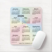 Tapis De Souris Calendrier 2026 Rainbow Cloud - gros caractères pa (Avec souris)