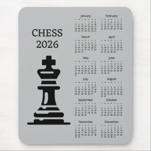 Tapis de souris Calendrier 2026 Roi de pièce d'éch