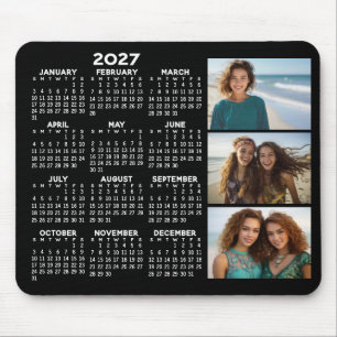 Tapis De Souris Calendrier 2027 3 Photos Noir Minimal Basique