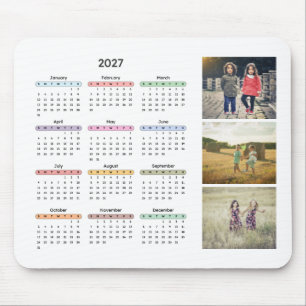 Tapis De Souris calendrier 2027 3 photos simple moderne annuel bur