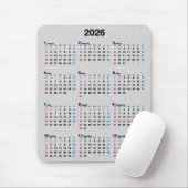 Tapis De Souris Calendrier 2027 à pois gris (Avec souris)
