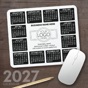 Tapis De Souris Calendrier 2027 avec coordonnées du logo