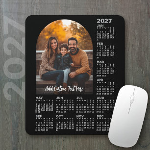 Tapis De Souris Calendrier 2027 avec photo - Année complète Noir