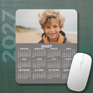 Tapis De Souris Calendrier 2027 avec photo - Vue annuelle vertical