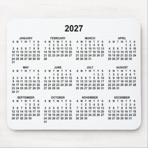 Tapis De Souris Calendrier 2027 blanc et noir